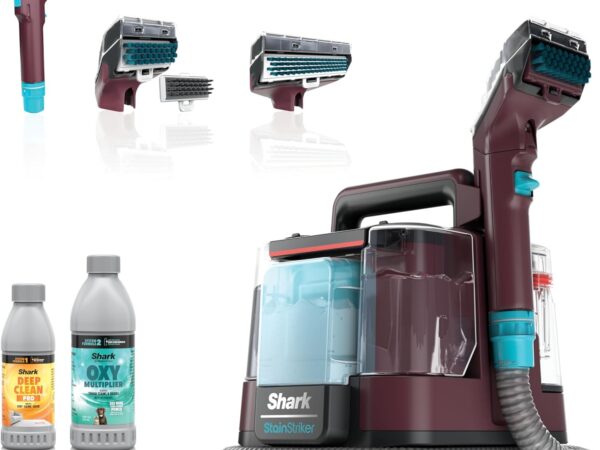 Shark StainStriker Portable Carpet. Upholstery & Area Rug Cleaner. XL Tool & Self-Cleaning. Stain & Odor Remover. Perfect for Car Interior. 3 Cleaning Tools & Cleaning Solution. Royal Purple. PX225BRN