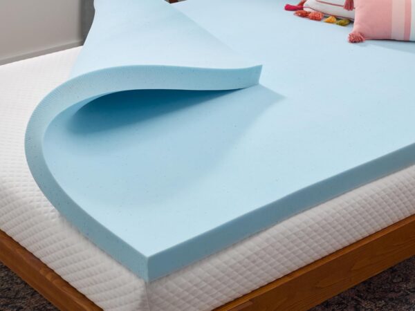 LINENSPA Memory Foam Mattress Topper - 2 Inch Gel Infused Memory Foam - Plush Feel - Cooling and Pressure Relieving - CertiPUR Certified - Dorm Room Essentials - Queen Size